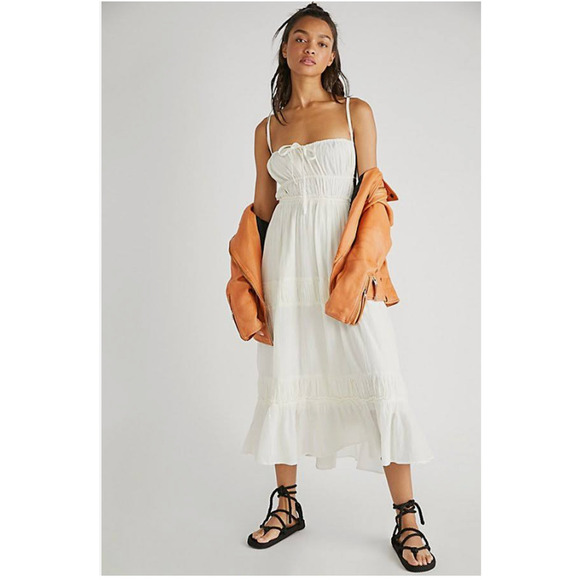 Free People Taking Sides Maxi Dress Large NEW Ivory - Picture 6 of 6